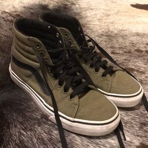 Army green vans high tops